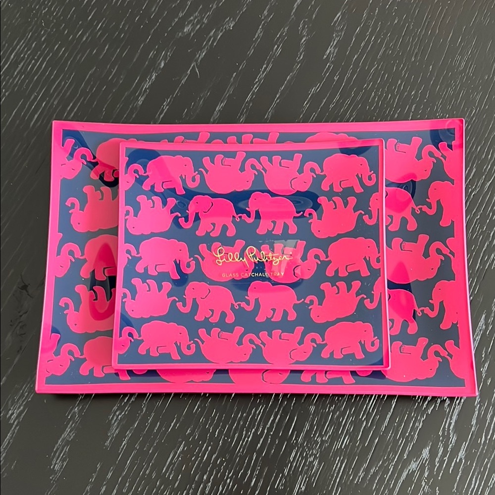 Lilly Pulitzer Tusk in Sun Glass Tray Set - Pink and Blue